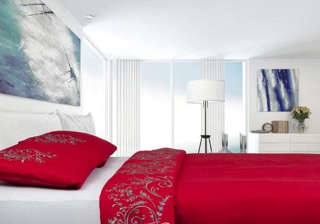 Pościel Satynowa Haftowana Czerwona 160x200 Esy Floresy EF6 - zdjęcie 1