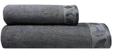 Ręczniki Bamboo Komplet 2 sztuk (50x100+70x140) Szare Listki - zdjęcie 1