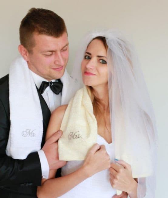 Ręczniki Bamboo Komplet 2 sztuk (50x100 + 50x100) Mr. & Mrs. - zdjęcie 1