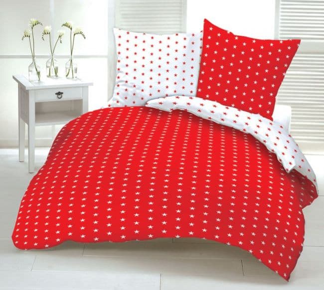 Pościel Bawełniana Deluxe STARS Czerwona Pozytyw/Negatyw 220x200 - zdjęcie 1