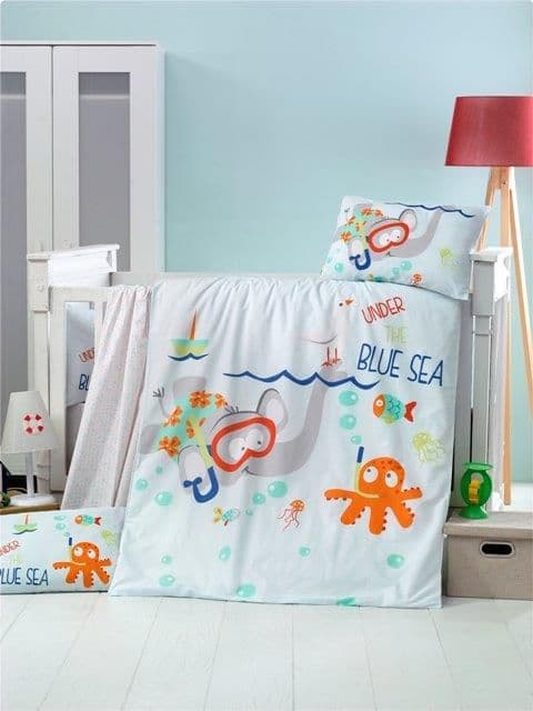 Ekskluzywna Pościel Dziecięca BLUE SEA 100x135 - zdjęcie 1
