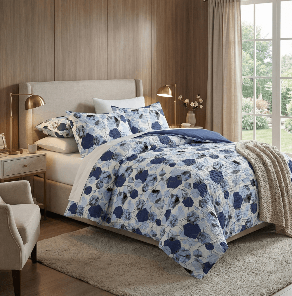 Pościel Kora 1611 Niebieska 160x200 - zdjęcie 1