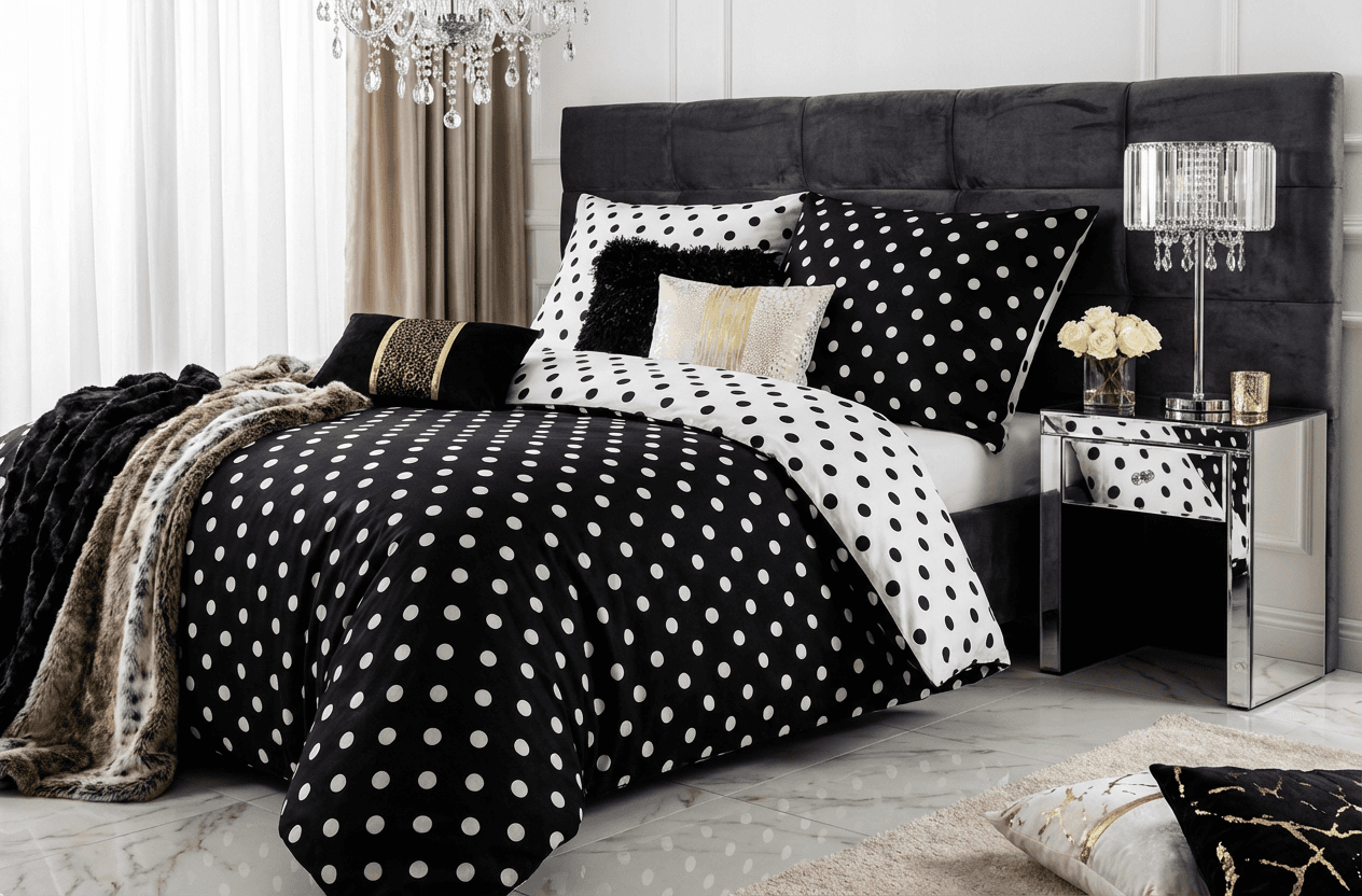 Pościel Satynowa Kółka pozytyw/negatyw 160x200