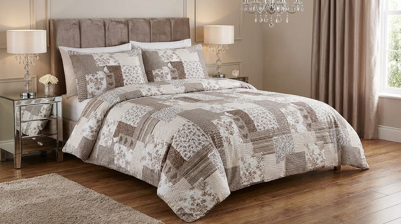 Pościel z kory Patchwork Kawowy 160x200+2x70x80 | BERTAX Bielawa