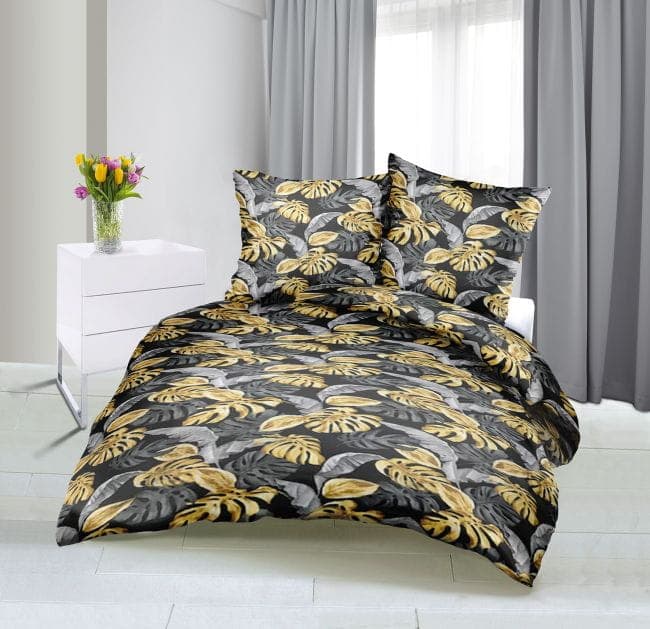 Pościel Kora Monstera Złota 180x200 - zdjęcie 1