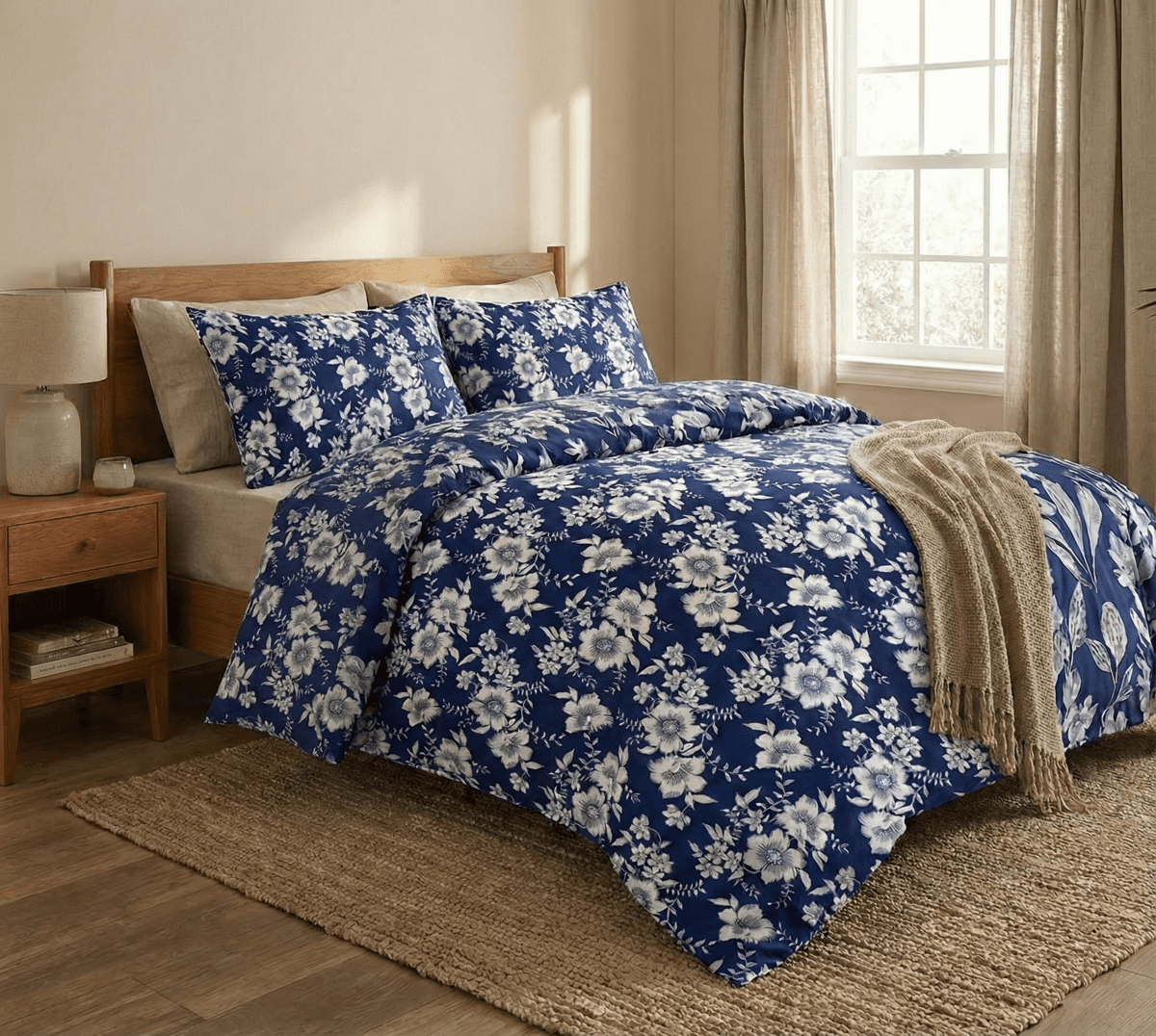 Pościel Flanelowa 1035 Granat Tło 160x200 - zdjęcie 1