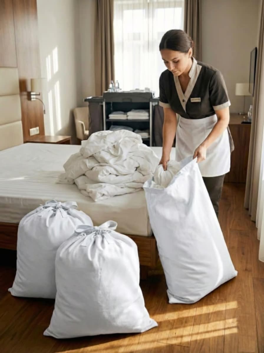 Torby / Worki na brudną bieliznę - transportowe do pralni Białe